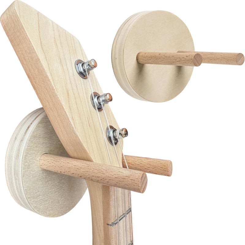 Samorillo [2 Pack] Wall Mounts for Mini Guitars & Ukuleles - Wooden Hooks With Mounting Hardware - Install in Minutes and Hang With Confidence - Image 1